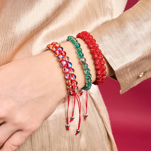 Mini verre luciole bleu sarcelle x bracelet fil rouge